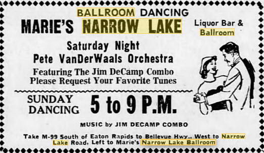 Narrow Lake Ballroom - JUNE 19 1965 NAME CHANGE